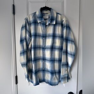American Eagle Outfitters Blue White Flannel Shirt NWT